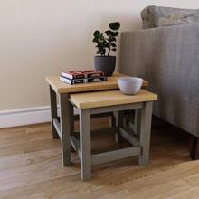 Arlington Nest Of 2 Tables Side End Modern Table Set MDF Square Furniture (Grey) - Grey - View 7