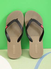 Men's Summer Slip-On Sandals, Non-Slip Breathable Flip Flop, Outdoor Soft Sole Casual Beach Slippers - Khaki - View 2