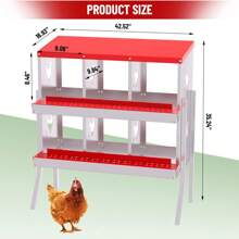 Metal Chicken Nesting Boxes, Heavy-Duty Galvanized Steel Egg Laying Box With 8 Compartments, Wall-Mountable Design For Poultry Coops, Without Stand - Red - View 8