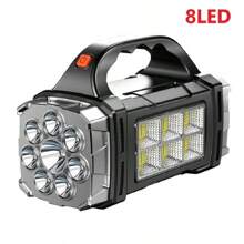 Rechargeable Portable Hand Lamp 8/4 LED Powerful Flashlight Outdoor Camping Solar Charging Light USB Torch With COB Work Lantern - Black - View 13