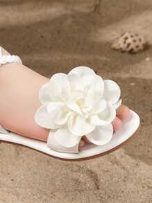 A Pair Of Stylish Lace Up Floral Sandals, Sandals, Beach Sandals, Bohemian Sandals, Floral Sandals, - White - View 6