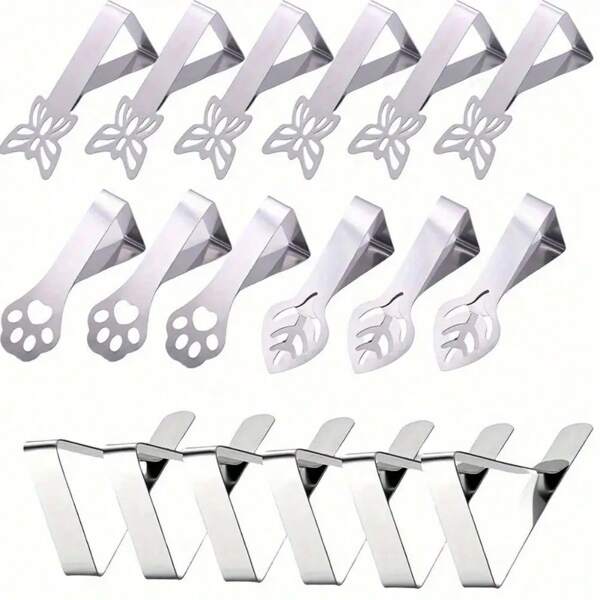 6 piezas Clips para manteles de acero inoxidable de alta resistencia - Ideal para picnics, eventos al aire libre y fiestas, accesorios de picnic