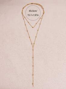 1 pièce Collier chaîne de perles en acier inoxydable doré, collier long et superposé design personnalisé pour femmes, convient aux occasions formelles, aux vacances et aux cadeaux
