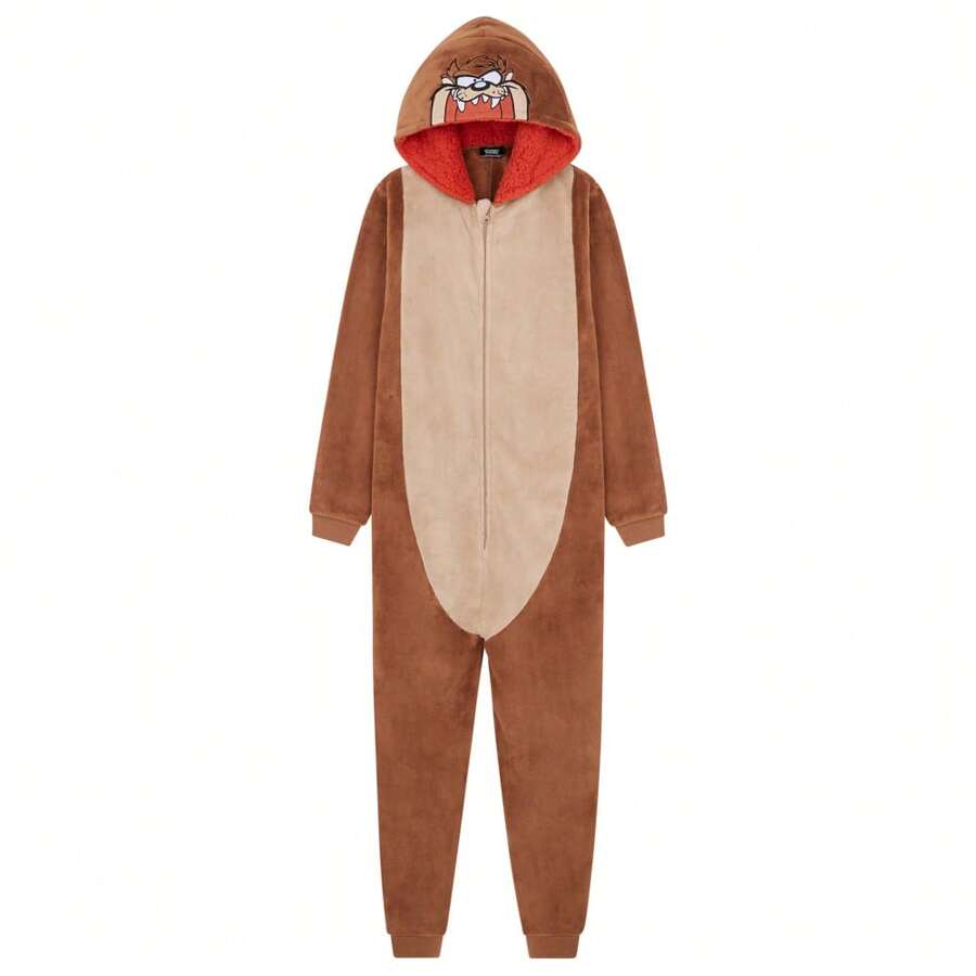 LOONEY TUNES Fleece Onesie Bugs Bunny Hooded 7-15 Years Taz PJ Loungewear