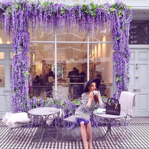 36 piezas Flores colgantes de glicinia artificial, guirnalda de vid de glicinia falsa para decoración del hogar, fiesta y boda