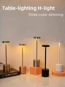 1 Đèn bàn LED kim loại sạc qua USB có công tắc nguồn độc lập, có thể điều chỉnh độ sáng 3 màu, thích hợp cho cắm trại, quầy bar, bàn ăn, phòng ngủ, quà tặng ngày lễ (Tích hợp pin 18650-1200mAh) - Nhiều màu - Xem 3