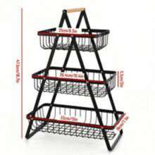 3 Tiers Storage Rack Multi-Purpose Fruit And Vegetable Basket Countertop Storage Shelf For Bathroom Home And Kitchen Organizer Detachable Double/Three-Layer Fruit And Vegetable Basket With Wooden Handle - Multicolor - View 13
