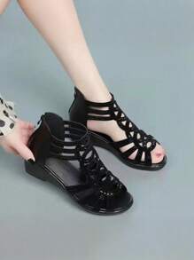 Sandalias deportivas de plataforma con strass para mujer de talla grande, cómodas y versátiles, de estilo romano, zapatos de moda para madres
