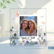 1pc Customized Acrylic Square Desktop Decor, Personalized Photo Frame, Gift For Mom, Birthday, Mother's Day, Thanksgiving, Christmas, From Son, Daughter, Ideal Holiday Memento For Mother, Stepmom, Grandmother Back To School