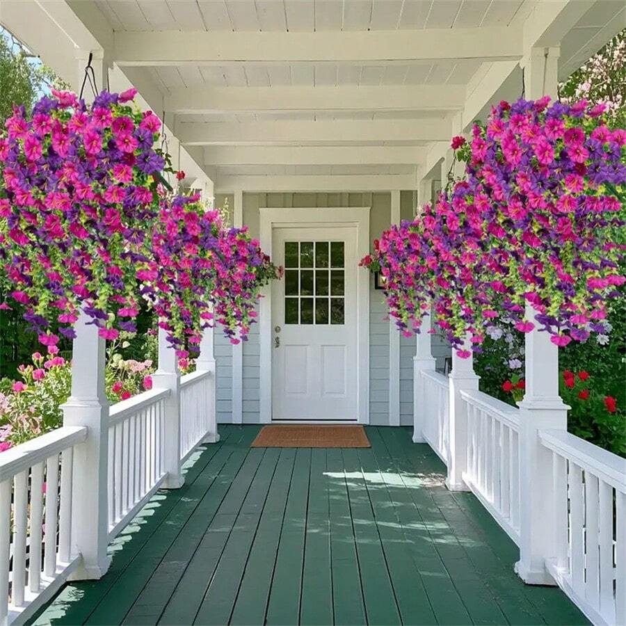 2pcs Artificial Flower Hanging Decorations - Includes Realistic Eucalyptus Leaves, Suitable For Spring And Summer Wedding/Home/Garden Decor - Multicolor - View 1