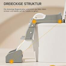 Baby Toilettensitz Hilfsleiter Kinder mit Treppe Toilettentrainer 3 in 1 Kinderleitertoilette mit PU-Pad Höhenverstellbar Klappbar
