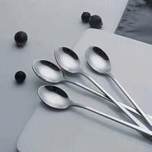 8/16pcs Stainless Steel Long Handle Spoons, Coffee/Ice Cream Spoons & Cocktail Stirrers