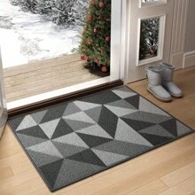 1pc Non-Slip Machine Washable Door Mat, Dirt Resistant Doormats, Indoor And Outdoor Mats, Suitable For Doorway, Hallway, Home Decor Floor Mat - Black - View 3