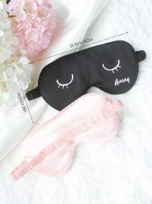 2PCS Personalized Name Eye Mask With A Storage Bag Custom Sleep Mask Personalized Silky Soft Satin Eyemask Wedding Favor Lustrous Imitation Silk Satin Cute Closed Eyes Sleep Mask Set Wedding Favors Gift For Women Best Bridesmaid Gift Bridal Party Gift - Multicolor - View 7