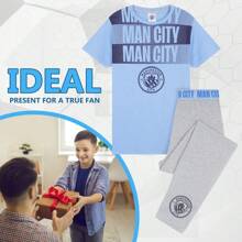 Manchester City FC Pyjama Set Nightwear PJ Loungewear 5-14 Years Football Gift