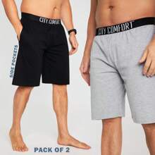 City Comfort Pyjama Shorts Comfy Lounge With Pockets Pack Of 2 - Multicolor - View 5