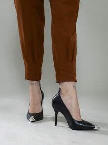 Carrot Pants With Zipper On The Leg, Tailored C3095 - 鏽棕色 - 查看 6