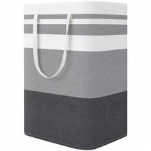 1PC Large Collapsible Tall Laundry Basket Hamper With Extended Carry Handles Waterproof Freestanding Clothes Hampers For Laundry Bedroom Dorm Towels Toys 19.81gal/75L Gradient Blue And Grey