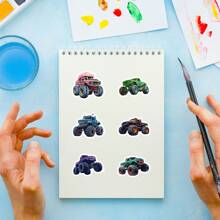 50pcs Cartoon Vehicles Stickers, Including Cars, Trucks, Monster Trucks, Graffiti Decals For Car Styling Back To School