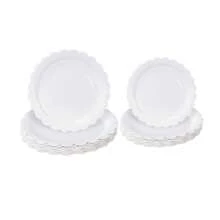 10pcs/20pcs/40pcs/Set, White Paper Plates 9 Inch 7 Inch White Scalloped Plates Disposable Dinner Plates Dessert Plates For Wedding Bridal Shower Newborn Shower Birthday Party