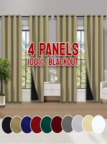 4-Piece Blackout Curtains, Grommet Top Curtains With Black Coating, 100% Blackout Curtains, Blackout, Sunscreen, Privacy Curtains For Interiors, Bedrooms, Living Rooms