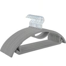 10 件优质天鹅绒衣架带领带杆，超薄防滑节省空间衣架，厚毡圆形西装衣架适用于毛衣、外套、夹克、裤子、衬衫 - 非常适合儿童房和托儿所组织