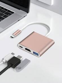 Adaptador USB-C a | Convertidor Tipo-C a Divisor | Hub de expansión multifuncional de 3 en 1 adecuado para portátiles, computadoras de escritorio y tabletas con Tipo-C - Multicolor - Ver 3