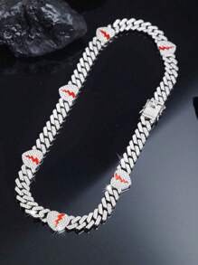 1pc Exquise gebroken hartvormige ketting, Unisex Punk Stijl Hip Hop Mode Liefdesketting Link Heren Sieraden, Multi-Layer Plating Constructie