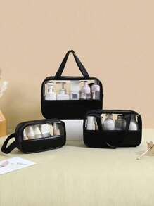 Large Capacity Waterproof Makeup Storage Bag Clear Bag Travel Wash Bag With Clear Portable Design And Double Handles - Perfect For Organizing Cosmetics And Toiletries Organizer Makeup Bag Makeup Organizer Skincare Bag Fashionable And Simple Toiletry Bag Beach Bag Cosmetic Bag For Travel Back To School Bathroom Dorm Essentials Travel Essentials Travel Accessories Travel Must Haves For Beach Summer Vacation