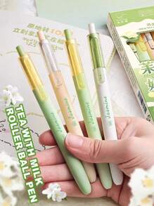 4 Pcs Gel Pen, High Aesthetic Value, Simple And Fast Drying Pen, 0.5mm CS Nib, Smooth And Creative Signature Pen, Suitable For School And Office Use. - Multicolor - View 2