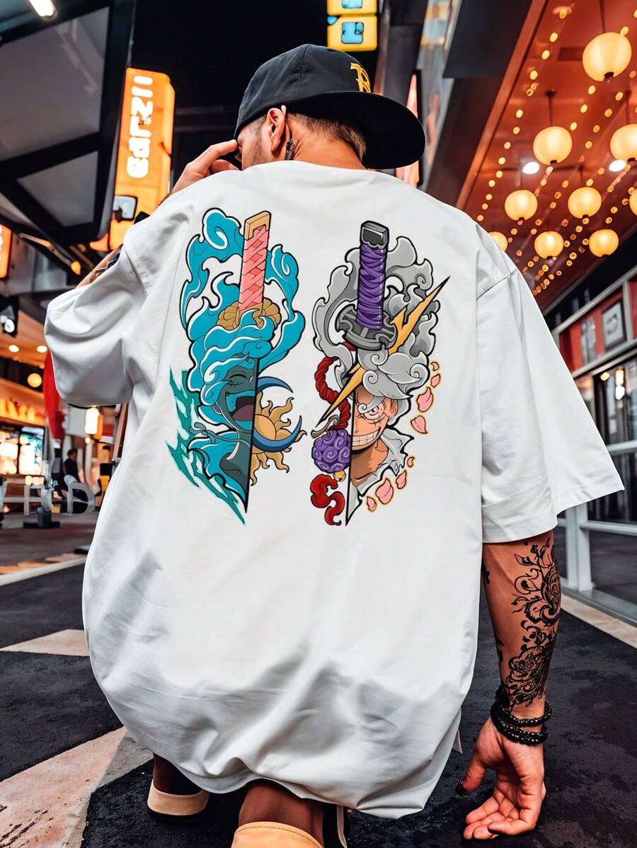 Shirt Oversized Streetwear Chinese Dragon Vintage Retro Old School REF 7162 VEST NERD - trắng - Xem 1