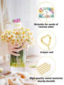 10/20/40 piezas Clips metálicos para ramos de flores, clips dorados con forma de flor y corazón para fotos, soportes de foto, ideales para bodas y fiestas de cumpleaños