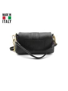 女士单肩包。意大利制造。真皮材质。旅行、商务旅行、度假、工作、通勤，轻奢风格。Y2K。复古、时尚、流行。轻巧。百搭。多种颜色可选。 - 黑色 - 查看 2