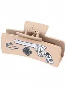 1 件西部复古牛仔仙人掌字母牛头皮革和塑料女士发爪夹，发爪 - 彩色 - 查看 15