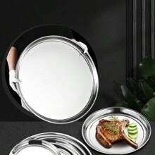 1-3 Stück extragroße runde Edelstahl Servierplatten, geeignet für Dampfnudeln, Kuchen, Backen, Desserts - Silber - Übersicht 10