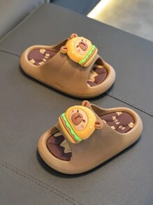 1 Pair Kids Cartoon Cute Non-Slip Indoor Shower Soft Bottom Slippers For Boys, Summer - Coffee Brown - View 2