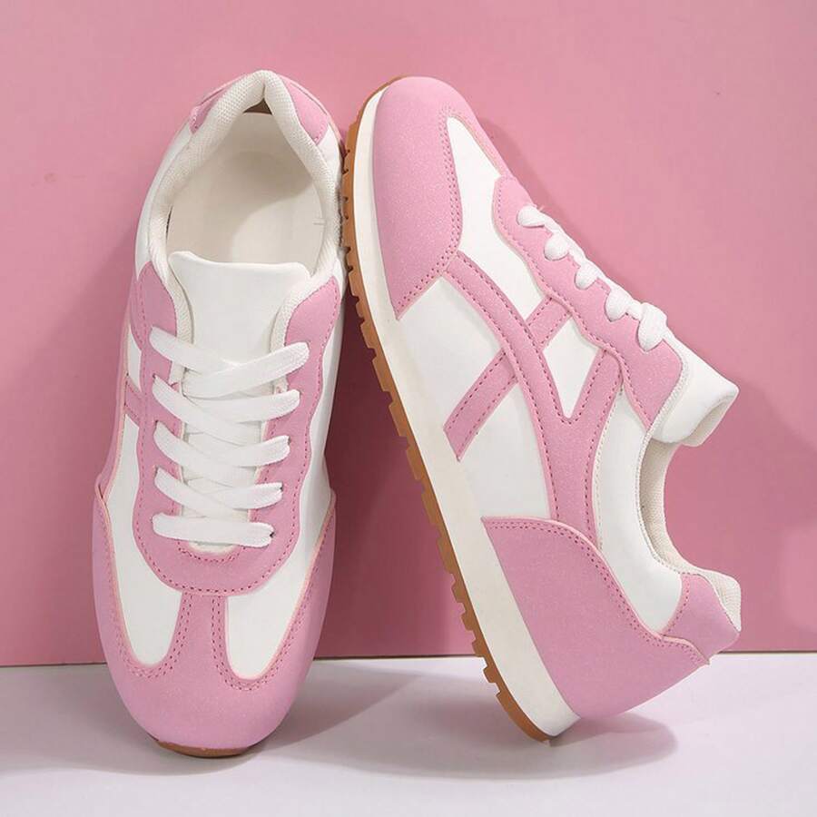 Wide Toe Sneakers For Women Breathable Fabric Upper Non-Slip Outsole Walking Shoes Tennis Running Fashion Sneakers - Hồng - Xem 1