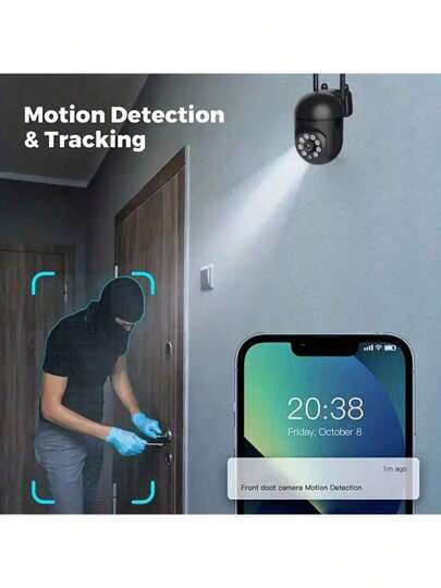 1080P 2.4G 360°PTZ WIFI Security Camera Add 64G Memory Card, Home/Pet Monitoring Mobile App, WiFi Home Security, Supports 2.4GHz Or 5GHz WiFi, Two Way Audio, Motion Detection, Person Tracking, Provide Single Monitor, Monitor Card (Memory Reading Capacity Of 58.2G) Specifications, Great Value The Vacation Season, Family/Relatives/Friends, Guards view 8