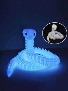 Estatua de serpiente enrollada - Juguete de serpiente posable y suave impreso en 3D, diseño de modelo animal biónico, decoración del hogar, juguete antiestrés, juguete sensorial, juguete para adolescentes, juguete luminoso (color de ojos aleatorio) - Multicolor - Ver 4