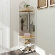 4-Tier Coat Rack 180cm Tall Entryway Shoes Shelf Organizer - Khaki - View 8