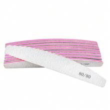 5 pezzi Lima per unghie a mezzaluna, con stampa grigia e bianca, resistente all'usura, lavabile, a doppia faccia con denti dal nucleo colorato
