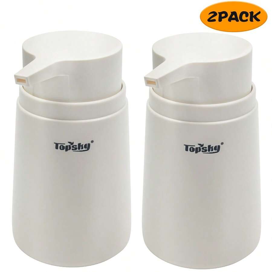 2-Pack Bathroom Lotion Dispenser Bottles - Sleek & Functional Refillable Containers For Shower Or Sink Home Bathroom Decor Summer Back To School - White - View 1
