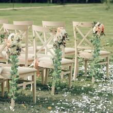 1/4pcs, Faux Eucalyptus Garland With White Flowers, 5.9FT/180cm Silvery Dollar Eucalyptus Leaves Gypsophila Garland, Artificial Greenery Vines For Wedding Party Mantle Table Runner Home Decor Offices Decor Summer Decor,Fake Plants
