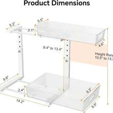 Under Sink Organizer, Height Adjustable Under Sink Organizers And Storage, 2 Tier Pull Out Drawer Cabinet Storage For Kitchen Bathroom, 2 Pack, Clear