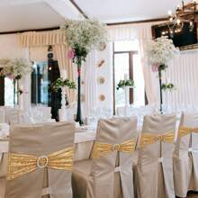 1/12/20/30/50 Set Of Sequin Chair Strap, 30x15cm Buckle Decorative Bow Wedding Supplies - Silver