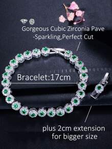 1 pieza Delicada pulsera de tenis plateada con CZ para mujeres, con circonita cúbica ovalada de color azul, rojo y blanco. Accesorios de joyería de fantasía para bodas, compromisos, banquetes, fiestas, bailes de graduación para novias, damas de honor, señoras, novias, esposas, madres. Regalo de joyería elegante para aniversario.