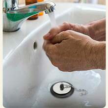 Tapón para la bañera y el fregadero, desagüe de piso sellado y anti-olor para el baño, resistente a la corrosión y deformación, tapón de alcantarilla y fregadero con una cadena, decoración de baño de verano - Negro - Ver 1