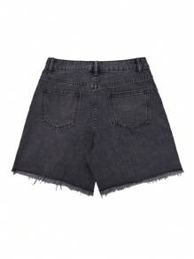 Quần short denim rách kiểu cổ điển, gợi cảm, đa năng, thích hợp mặc mùa hè, màu đen. - màu đen - Xem 10
