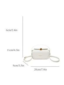 Túi xách tay cổ điển đa năng, màu trơn, chống thấm nước, chất liệu PU, thiết kế trang trí màu trơn, khóa kim loại, quai xách đôi, túi vuông đa năng tối giản, thanh lịch, phù hợp cho du lịch, mua sắm, đi làm và tụ họp. - trắng - Xem 5