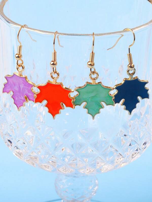 Fashionable Maple Leaf Dangle Earrings, Colorful And Fresh For Summer Women